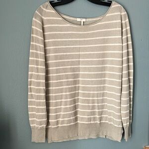 SOFT Joie green & ivory Striped Light Knit Sweater Sz M wool blend